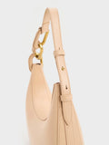 CHARLES & KEITH Kora Metallic-Accent Moon Bag_Beige