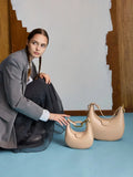CHARLES & KEITH Kora Metallic-Accent Moon Bag_Beige