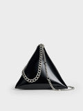 CHARLES & KEITH Patent Chain-Handle Triangle Clutch_Noir