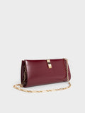 CHARLES & KEITH Wisteria Metallic-Accent Clutch_Burgundy