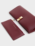 CHARLES & KEITH Wisteria Metallic-Accent Clutch_Burgundy