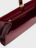 CHARLES & KEITH Wisteria Metallic-Accent Clutch_Burgundy