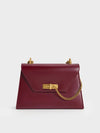 CHARLES & KEITH Samantha Envelope Chain-Handle Bag_Burgundy