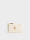 CHARLES & KEITH Donna Crinkle-Effect Panelled Card Holder_Cream
