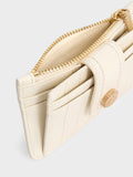 CHARLES & KEITH Donna Crinkle-Effect Panelled Card Holder_Cream