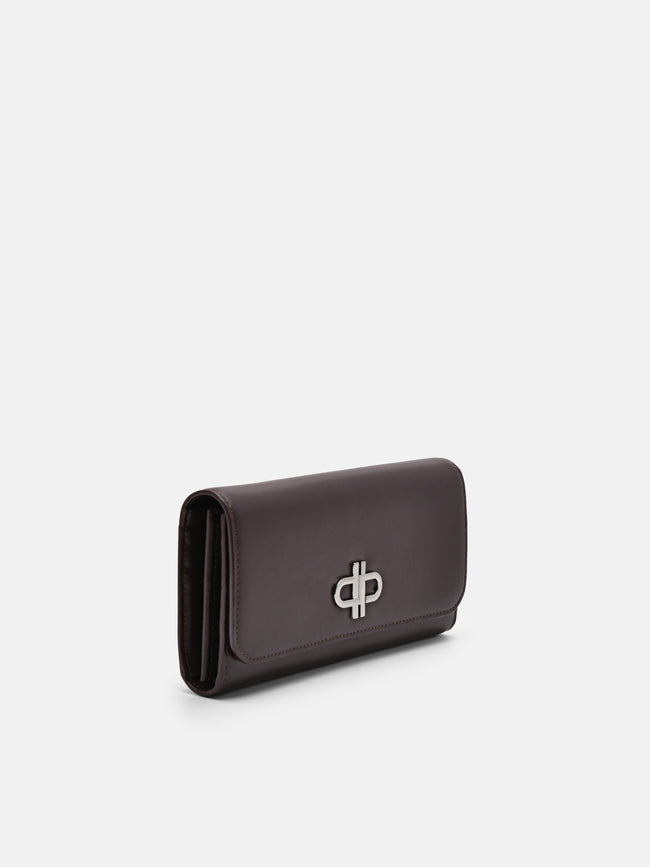 PEDRO Icon Leather Long Wallet-Dark brown