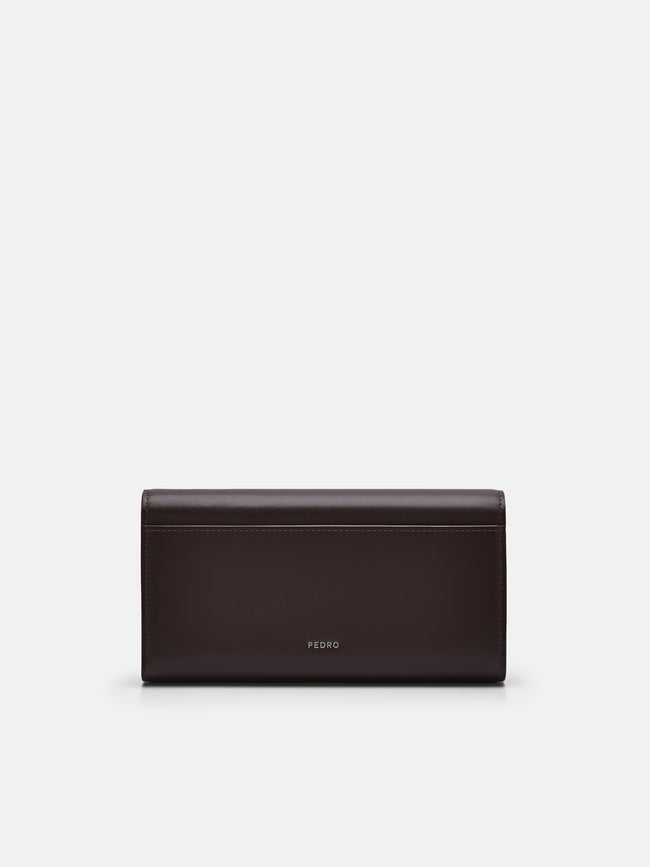 PEDRO Icon Leather Long Wallet-Dark brown