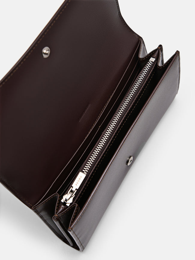 PEDRO Icon Leather Long Wallet-Dark brown