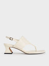 CHARLES & KEITH Wide-Strap Heeled Thong Sandals_Chalk