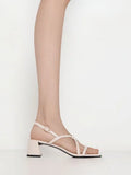 CHARLES & KEITH Strappy Block-Heel Slingback Sandals_Cream