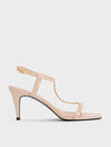 CHARLES & KEITH Chain-Strap Heeled Square-Toe Sandals_Nude