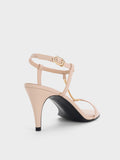 CHARLES & KEITH Chain-Strap Heeled Square-Toe Sandals_Nude