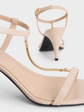 CHARLES & KEITH Chain-Strap Heeled Square-Toe Sandals_Nude