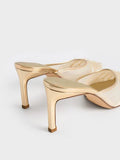 CHARLES & KEITH Mesh Metallic Sequinned Heeled Mules_Gold
