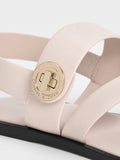 CHARLES & KEITH Yara Turn Lock Strappy Sandals_Cream