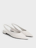 CHARLES & KEITH Women Pointed-Toe High-Vamp Slingback Flats_White