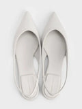 CHARLES & KEITH Women Pointed-Toe High-Vamp Slingback Flats_White