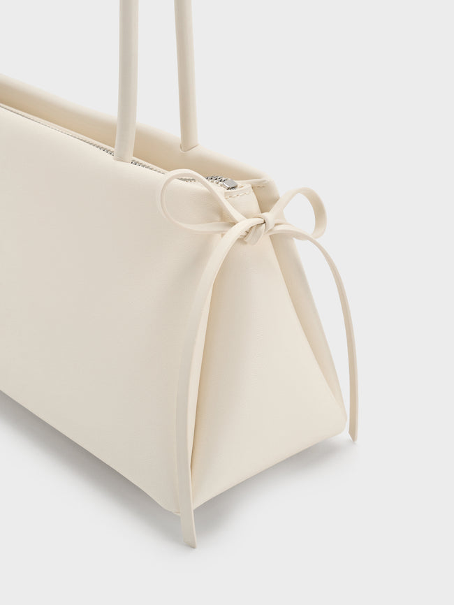 CHARLES & KEITH Women Hazel Bow Shoulder Bag_Cream