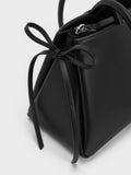 CHARLES & KEITH Women Hazel Bow Elongated Trapeze Shoulder Bag_Noir