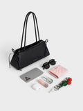 CHARLES & KEITH Women Hazel Bow Elongated Trapeze Shoulder Bag_Noir