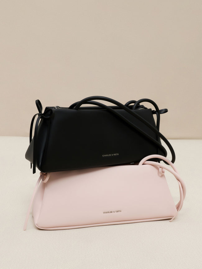 CHARLES & KEITH Women Hazel Bow Elongated Trapeze Shoulder Bag_Soft Pink