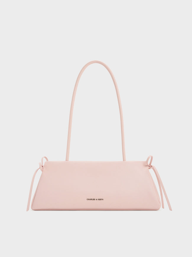 CHARLES & KEITH Women Hazel Bow Elongated Trapeze Shoulder Bag_Soft Pink