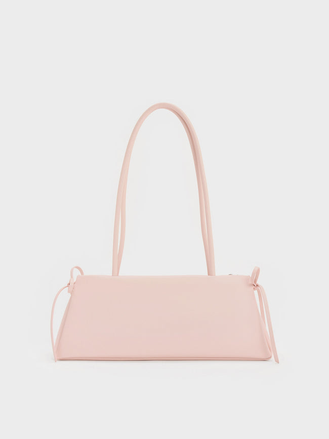 CHARLES & KEITH Women Hazel Bow Elongated Trapeze Shoulder Bag_Soft Pink