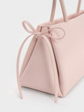 CHARLES & KEITH Women Hazel Bow Elongated Trapeze Shoulder Bag_Soft Pink