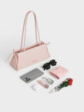 CHARLES & KEITH Women Hazel Bow Elongated Trapeze Shoulder Bag_Soft Pink
