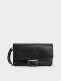 Liv Croc-Effect Grommet Chain-Handle Shoulder Bag_Noir