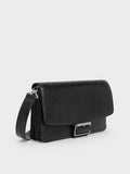 Liv Croc-Effect Grommet Chain-Handle Shoulder Bag_Noir