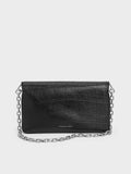 Liv Croc-Effect Grommet Chain-Handle Shoulder Bag_Noir