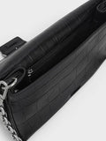 Liv Croc-Effect Grommet Chain-Handle Shoulder Bag_Noir