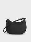 CHARLES & KEITH Sabine Knotted-Strap Curved Shoulder Bag_Jet Black