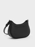 CHARLES & KEITH Sabine Knotted-Strap Curved Shoulder Bag_Jet Black