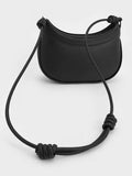 CHARLES & KEITH Sabine Knotted-Strap Curved Shoulder Bag_Jet Black