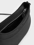 CHARLES & KEITH Sabine Knotted-Strap Curved Shoulder Bag_Jet Black