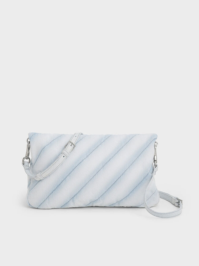 CHARLES & KEITH Women Fawn Denim Panelled Chain-Handle Shoulder Bag_Light Washed Denim