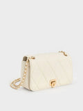 CHARLES & KEITH Arwen Diamond-Quilt Shoulder Bag_Cream