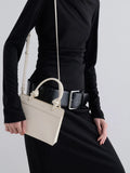 CHARLES & KEITH Sabine Knotted-Handle Trapeze Tote Bag_Cream