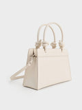 CHARLES & KEITH Sabine Knotted-Handle Trapeze Tote Bag_Cream