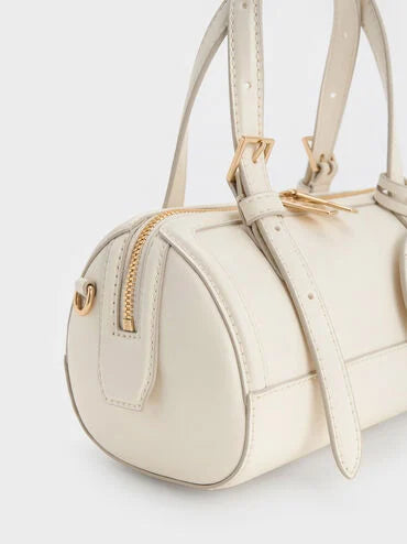 CHARLES & KEITH Women Enola Bowling Bag _Cream