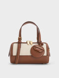 CHARLES & KEITH Women Enola Canvas Bowling Bag_Chocolate