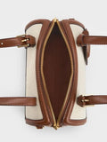 CHARLES & KEITH Women Enola Canvas Bowling Bag_Chocolate
