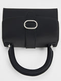 CHARLES & KEITH Satin Crystal-Buckle Top Handle Bag_Noir