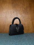 CHARLES & KEITH Satin Crystal-Buckle Top Handle Bag_Noir