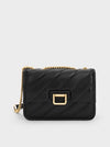 CHARLES & KEITH Neva Panelled Chain-Strap Crossbody Bag_Black
