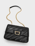 CHARLES & KEITH Neva Panelled Chain-Strap Crossbody Bag_Black