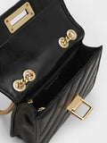 CHARLES & KEITH Neva Panelled Chain-Strap Crossbody Bag_Black