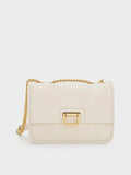 CHARLES & KEITH Neva Panelled Chain-Strap Crossbody Bag_Cream